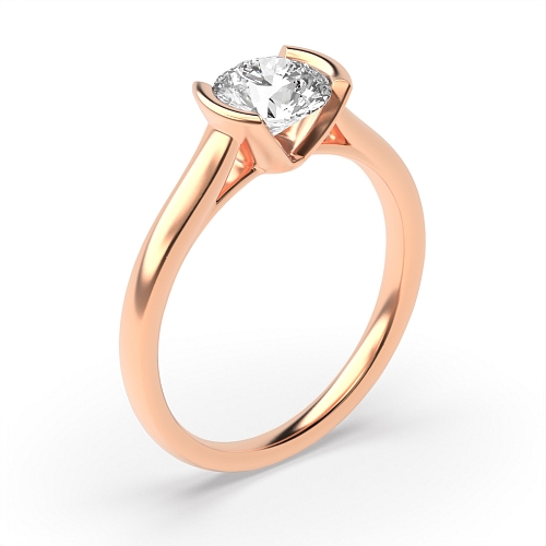 Round Rose Gold Open Rub Over Engagement Rings