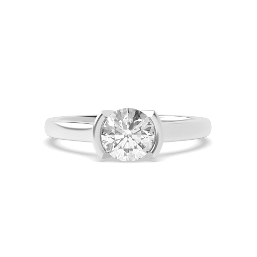 Round Open Rub Over Engagement Rings
