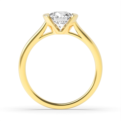 Round Yellow Gold Open Rub Over Engagement Rings