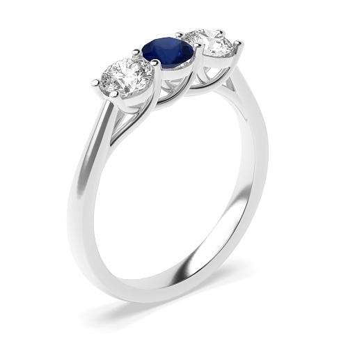 Round Wavy setting Blue Sapphire Engagement Rings