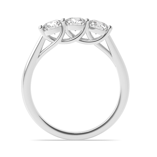Round Wavy setting Trilogy Engagement Rings