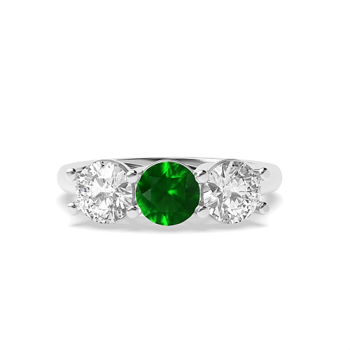 Round Wavy setting Emerald Engagement Rings