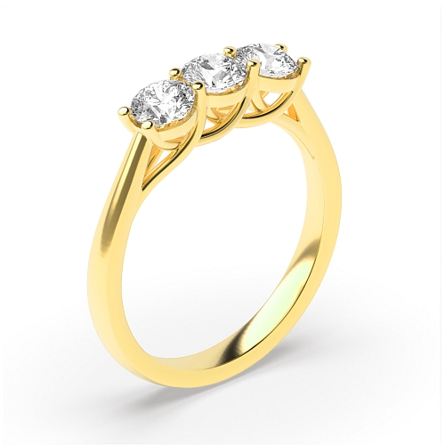 Round Yellow Gold Wavy setting Engagement Rings