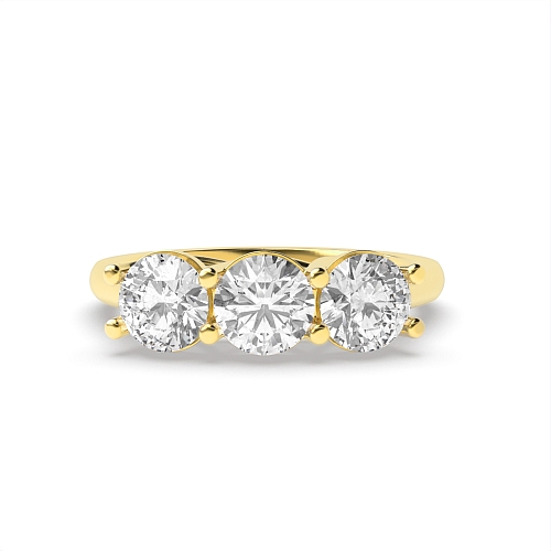 Round Yellow Gold Wavy setting Engagement Rings