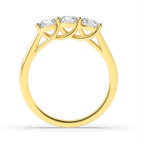 Round Yellow Gold Wavy setting Engagement Rings