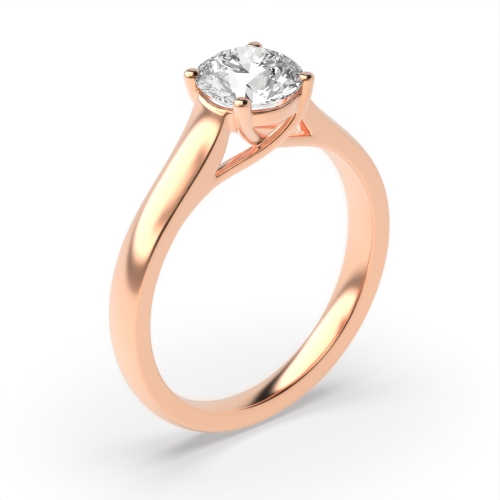 4 Prong Round Rose Gold Crossover classic Engagement Rings
