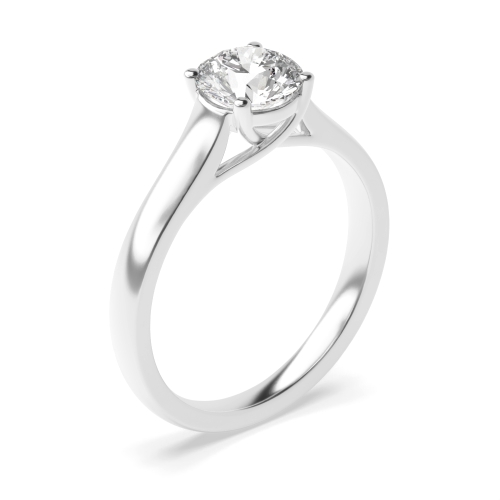 4 Prong Round Platinum Crossover classic Engagement Rings