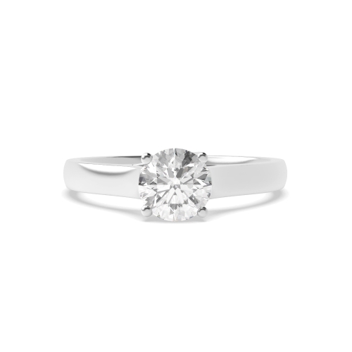 4 Prong Round Platinum Crossover classic Engagement Rings