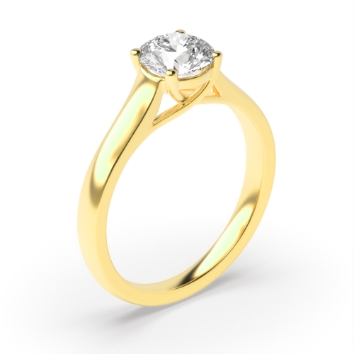 4 Prong Round Yellow Gold Crossover classic Engagement Rings