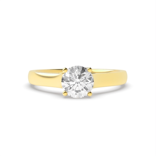 4 Prong Round Yellow Gold Crossover classic Engagement Rings