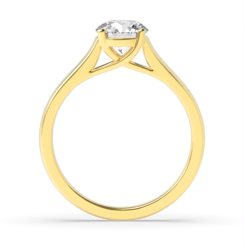 4 Prong Round Yellow Gold Crossover classic Engagement Rings