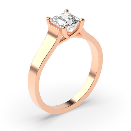 4 Prong Princess Rose Gold Wide shoulder crossover Engagement Rings