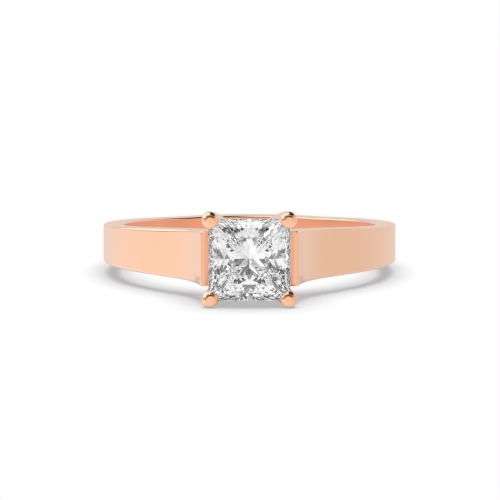 4 Prong Princess Rose Gold Wide shoulder crossover Engagement Rings
