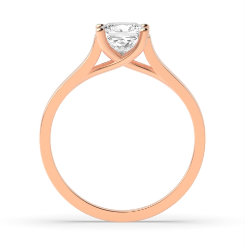 4 Prong Princess Rose Gold Wide shoulder crossover Engagement Rings