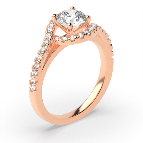 4 Prong Round Rose Gold Twisted shanks Engagement Rings