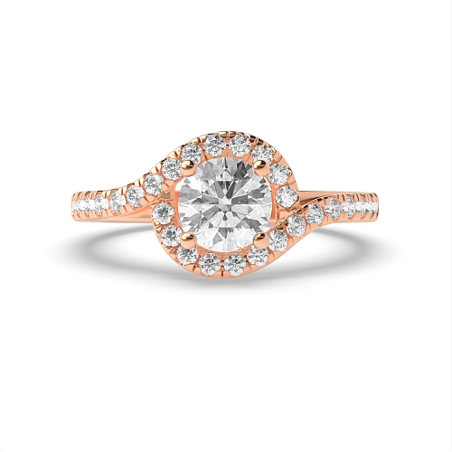 4 Prong Round Rose Gold Twisted shanks Engagement Rings