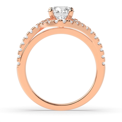 4 Prong Round Rose Gold Twisted shanks Engagement Rings