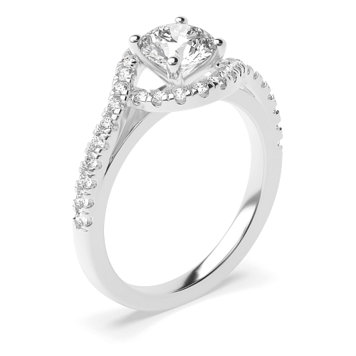 4 Prong Round Twisted shanks Side Stone Engagement Rings