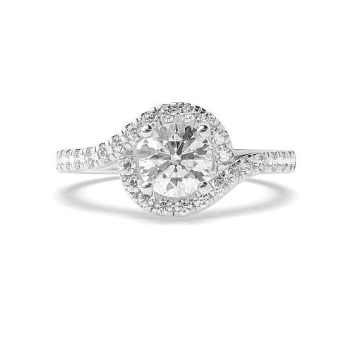 4 Prong Round Twisted shanks Side Stone Engagement Rings