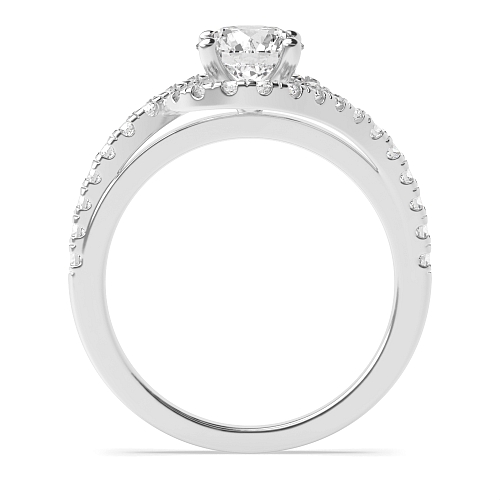 4 Prong Round Twisted shanks Side Stone Engagement Rings