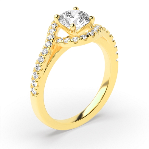 4 Prong Round Yellow Gold Twisted shanks Engagement Rings