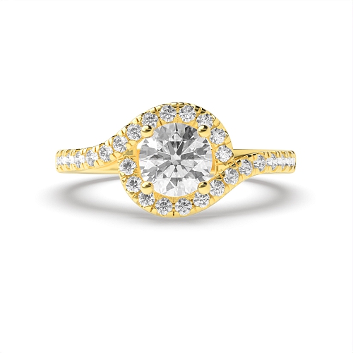 4 Prong Round Yellow Gold Twisted shanks Engagement Rings