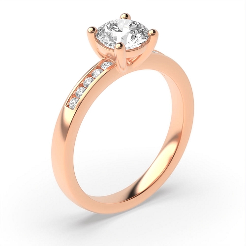 Round Rose Gold Classic basket Engagement Rings