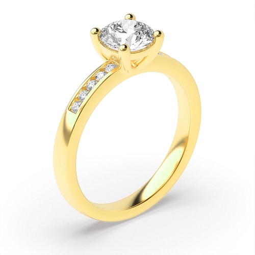 Round Yellow Gold Classic basket Engagement Rings