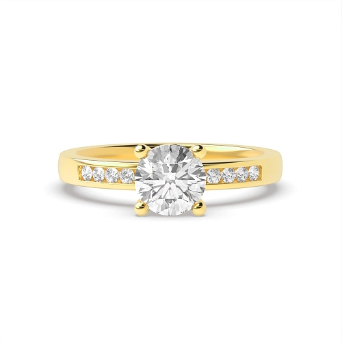 Round Yellow Gold Classic basket Engagement Rings