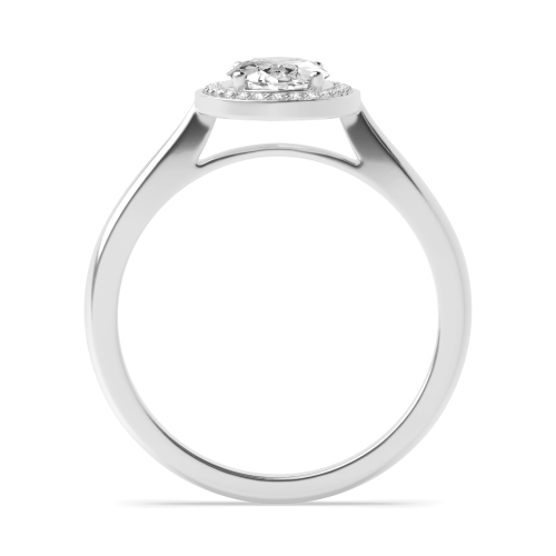 4 Prong Oval Channel Set Halo Engagement Ring