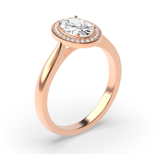 4 Prong Oval Rose Gold Channel set Engagement Rings