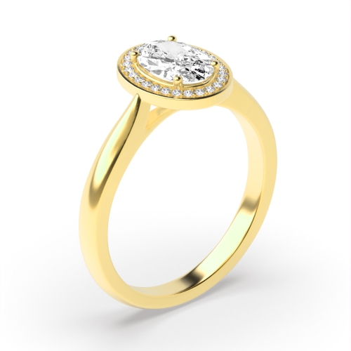 4 Prong Oval Yellow Gold Channel set Engagement Rings