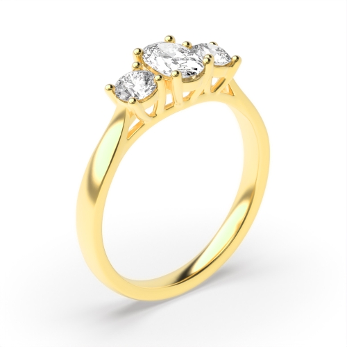 4 Prong Oval/Round Yellow Gold Raised set Engagement Rings