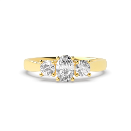 4 Prong Oval/Round Yellow Gold Raised set Engagement Rings
