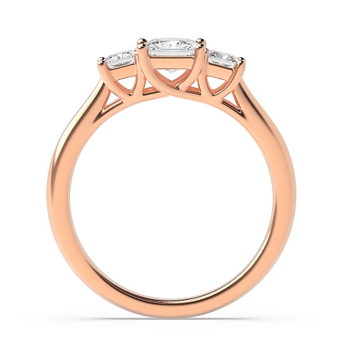 Princess Rose Gold Basket set Trilogy Engagement Rings