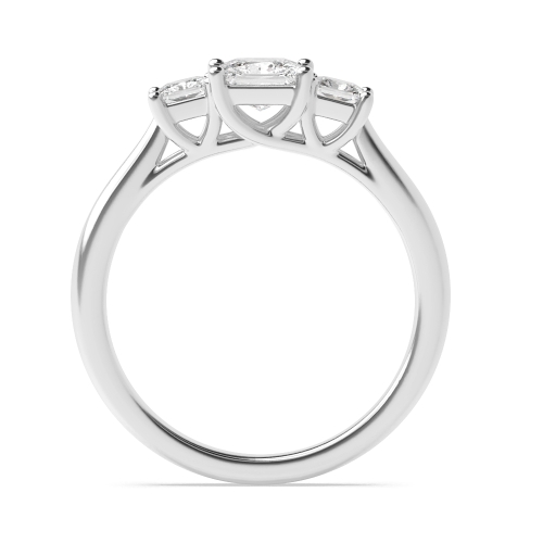 4 Prong Princess Platinum Basket Set Three Stone Engagement Ring