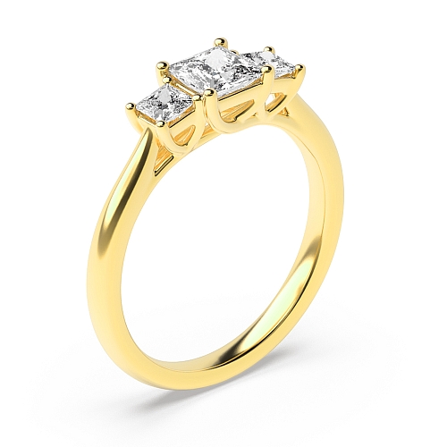 Princess Yellow Gold Basket set Engagement Rings