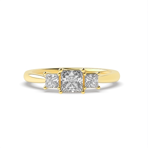 Princess Yellow Gold Basket set Engagement Rings