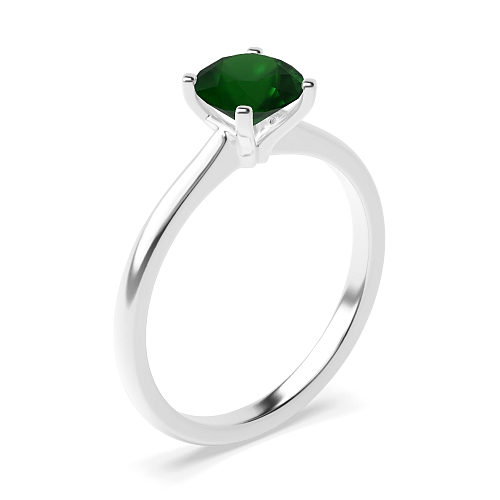 Round Open setting Emerald Engagement Rings