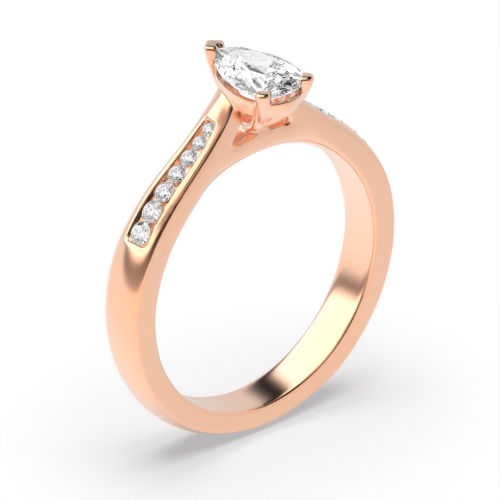 Prong Pear Rose Gold Tapering shoulder Engagement Rings