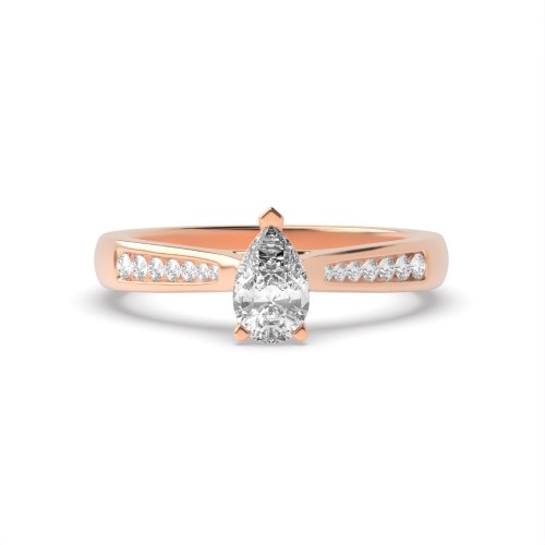 Prong Pear Rose Gold Tapering shoulder Engagement Rings