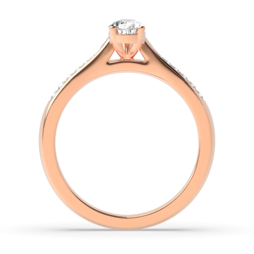 Prong Pear Rose Gold Tapering shoulder Engagement Rings