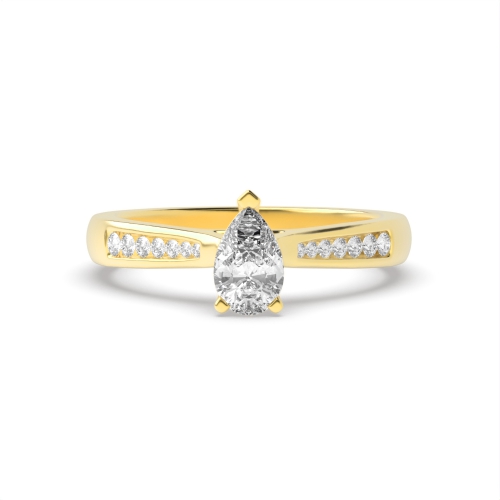 Prong Pear Yellow Gold Tapering shoulder Engagement Rings