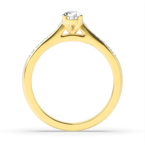 Prong Pear Yellow Gold Tapering shoulder Engagement Rings