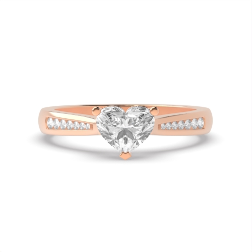 Prong Heart Rose Gold Tapered shank Engagement Rings