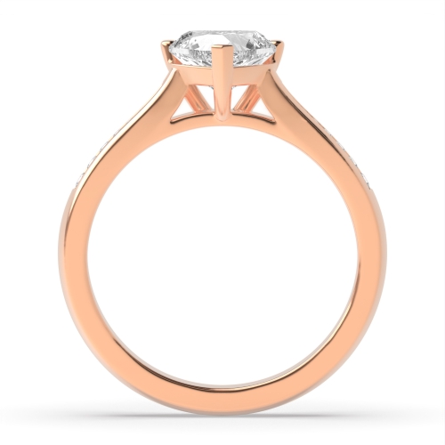 Prong Heart Rose Gold Tapered shank Engagement Rings