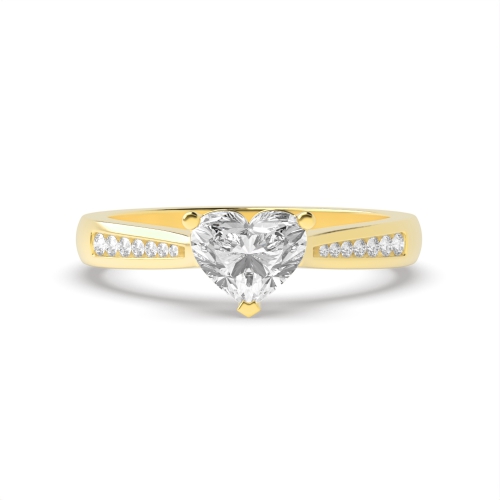 Prong Heart Yellow Gold Tapered shank Engagement Rings