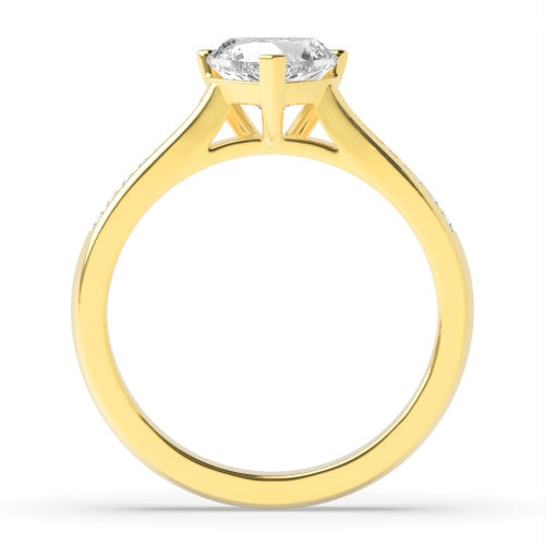 Prong Heart Yellow Gold Tapered shank Engagement Rings