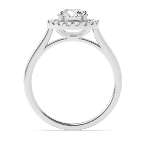 4 Prong Round Classic Plain Shank Lab Grown Diamond Halo Engagement Ring