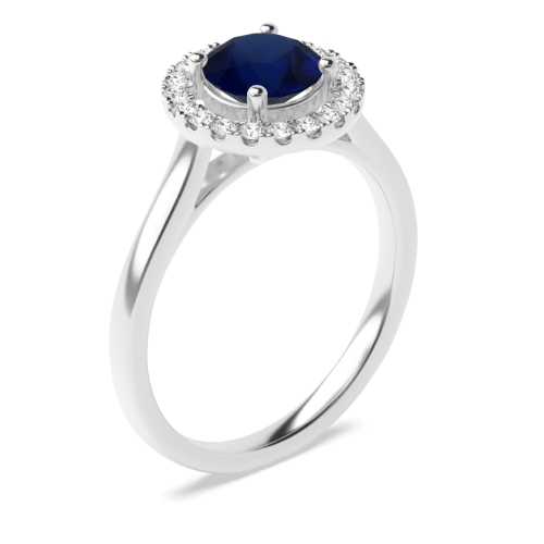 Round Classic plain shank Blue Sapphire Engagement Rings
